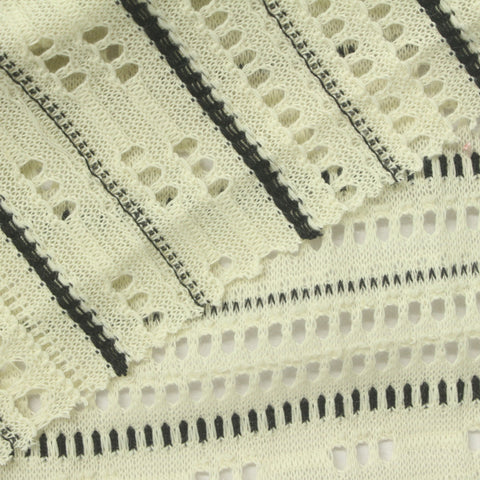 Cream Horizontal-Line Chunky Knit, Polyester