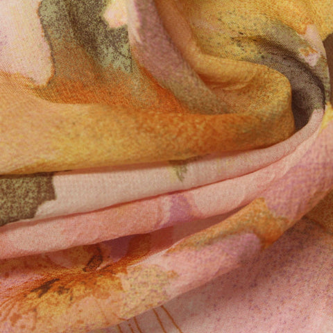 Brown Abstract Chiffon, Polyester