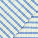 Blue Horizontal-Stripe Rib Knit, Poly-Cotton, 200 gsm — photo 1