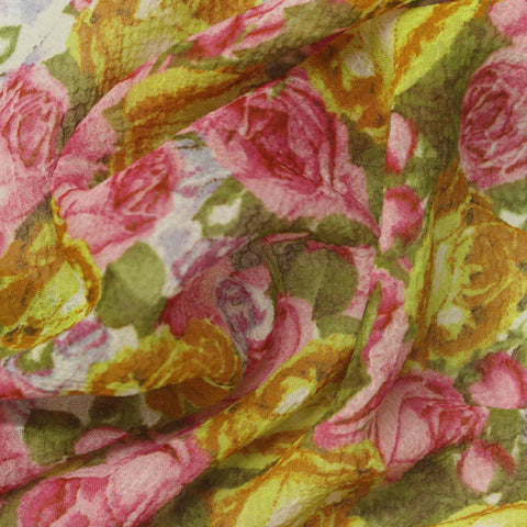 Pink Roses Rib Knit, Polyester