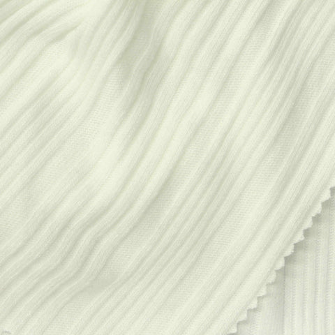 Viscose Polyester Blend Rib Knit Fabric, 230 gsm, 160 cm — White