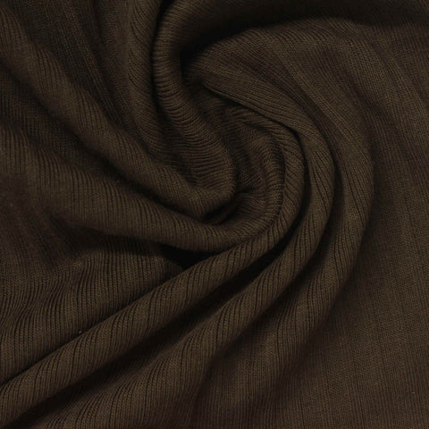 Cotton Stretch Rib Knit Fabric, 280 gsm, 170 cm — Brown
