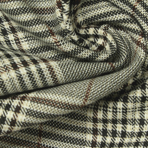 Beige Plaid Woven, Poly-Viscose