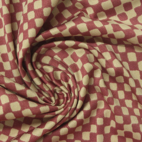 Red Check Milk Silk Knit, Polyester, 160 gsm, 175 cm