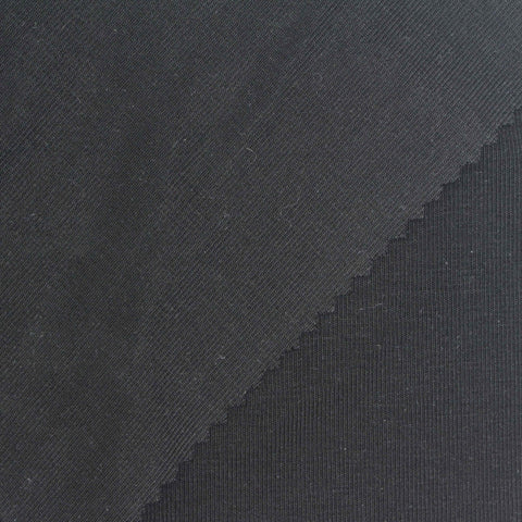 Tencel Lyocell Acetate Stretch Rib Knit Fabric, 210 gsm, 155 cm — Black