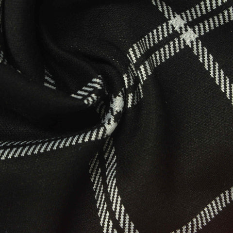 Black Plaid Interlock Knit, Polyester, 336 gsm