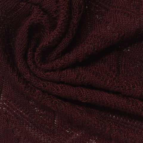Deep Red Openwork Pointelle Knit, Polyester