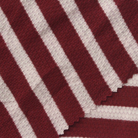Red Horizontal-Stripe Knit, Poly-Viscose, 180 gsm