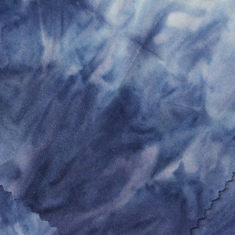 Blue Abstract Milk Silk Knit, Polyester, 230 gsm