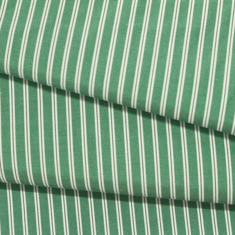 Green Vertical-Stripe Woven, Poly-Cotton, 115 gsm