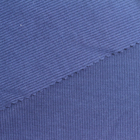 Polyester Stretch Rib Knit Fabric, 330 gsm, 164 cm — Blue