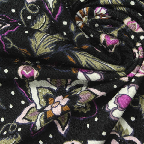 Pink Floral Knit, Viscose, 185 gsm
