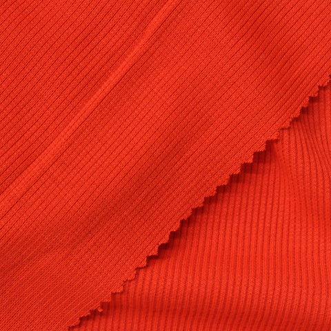 Polyester Stretch Rib Knit Fabric, 290 gsm, 158 cm — Red