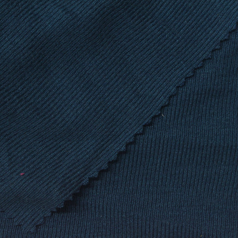 Viscose Polyester Blend Rib Knit Fabric, 310 gsm, 200 cm — Navy