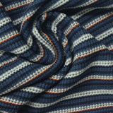 Navy Horizontal-Stripe Waffle Knit, Viscose-Poly — photo 1