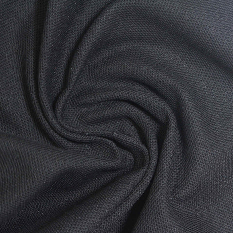Cotton Polyester Piqué Knit Fabric, 200 gsm, 185 cm — Black