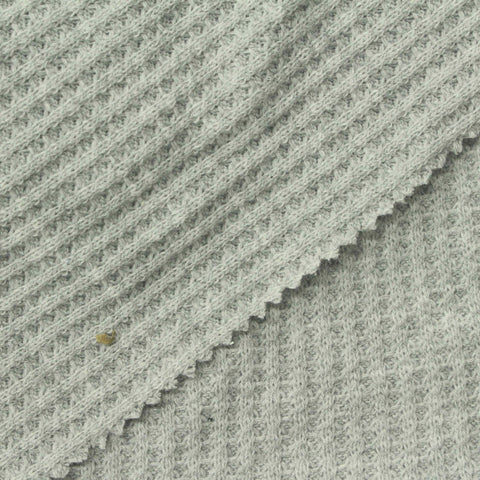 Heather Polyester Cotton Stretch Waffle Knit Fabric, 280 gsm, 165 cm — Grey