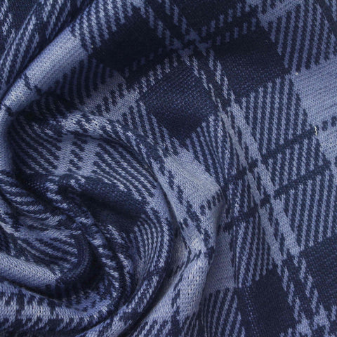 Blue Plaid Interlock Knit, Polyester