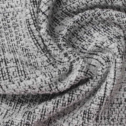 Black Houndstooth Bouclé, Poly-Viscose