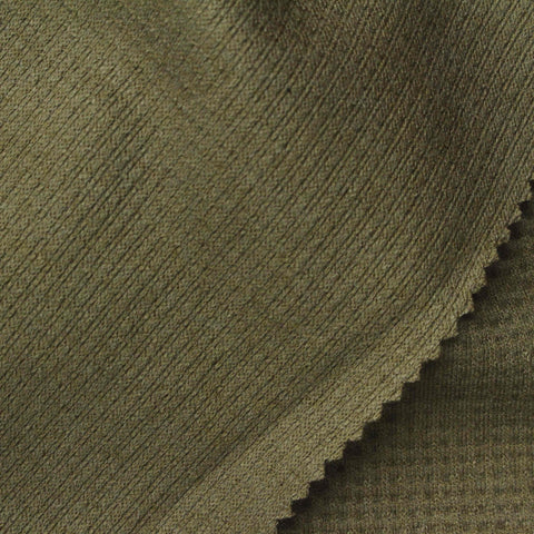 Viscose Polyester Blend Stretch Waffle Knit Fabric, 340 gsm, 150 cm — Khaki