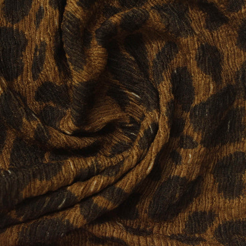 Printed Polyester Stretch Crepe Fabric, 185 gsm, 137 cm — Brown