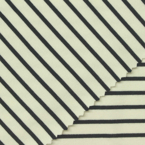 Dark Grey Stripes Ponte Knit, Viscose-Nylon, 270 gsm