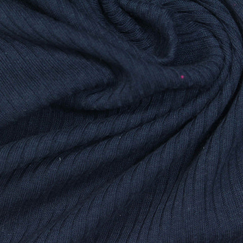 Cotton Polyester Rib Knit Fabric, 175 gsm — Navy