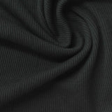 Polyester Cotton Stretch Rib Knit Fabric, 324 gsm, 135 cm — Black — photo 1
