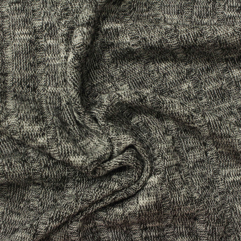 Black Marl Rib Knit, Viscose-Poly, 165 gsm