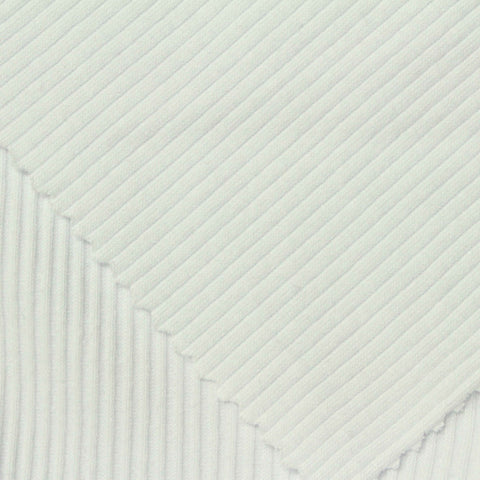 Cotton Polyester Stretch Rib Knit Fabric, 200 gsm, 110 cm — White