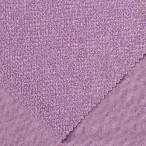 Polyester Cotton Stretch French Terry Fabric, 260 gsm, 167 cm — Purple