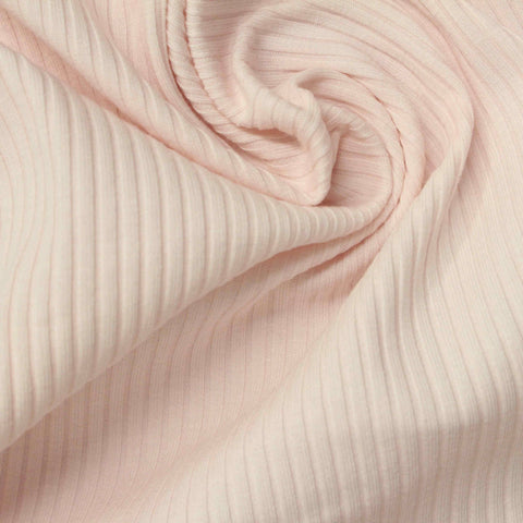 Cotton Stretch Rib Knit Fabric, 200 gsm, 135 cm — Beige