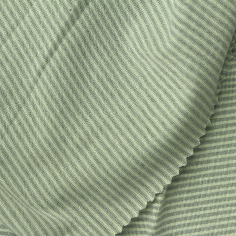 Light Green Horizontal-Stripe Jersey Knit, Poly-Spandex