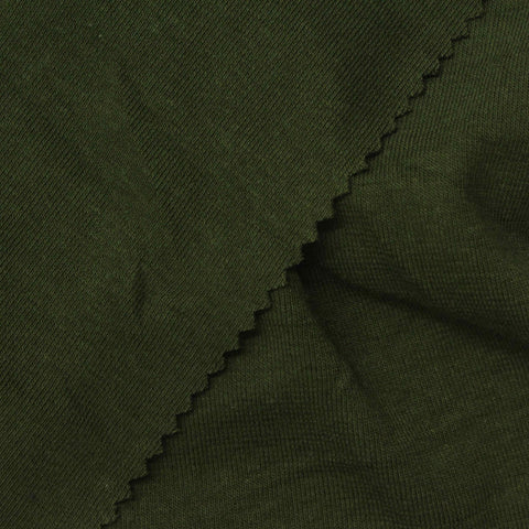 Polyester Cotton Blend Stretch Rib Knit Fabric, 205 gsm, 175 cm — Green