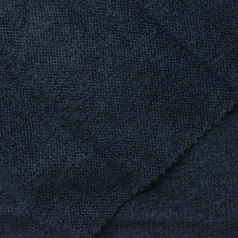 Brushed Polyester Acrylic Stretch Chunky Knit Fabric, 240 gsm — Navy