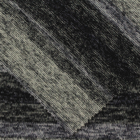 Heathered Grey Horizontal-Stripe Chunky Knit, Poly-Viscose