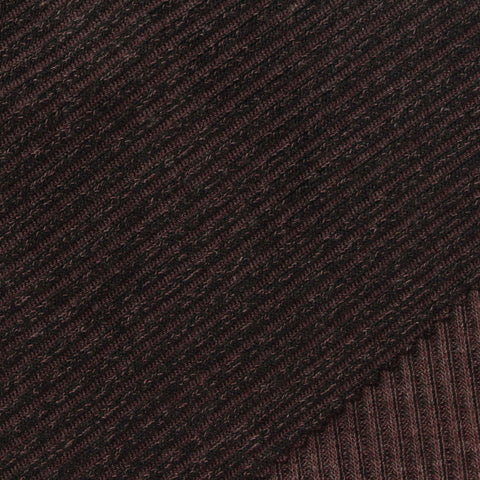 Polyester Viscose Stretch Rib Knit Fabric, 250 gsm, 140 cm — Brown