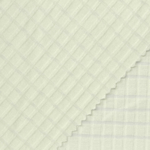 Cream Tone-on-Tone Grid Rib Knit, Viscose