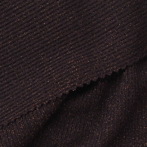 Gold Marl Rib Knit, Polyester, 280 gsm