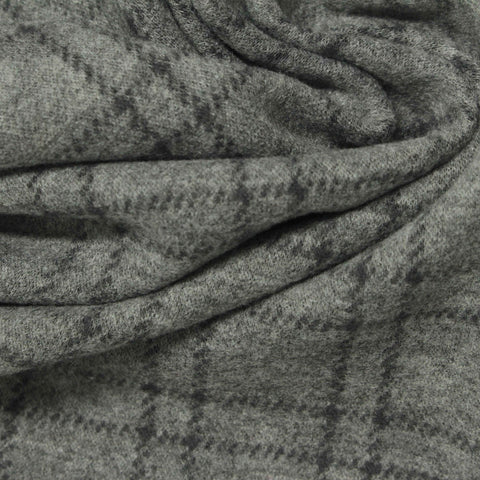 Dark Grey Check Interlock Knit, Poly-Viscose, 216 gsm