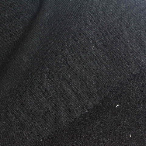 Polyester Viscose Blend French Terry Fabric, 360 gsm, 170 cm — Black