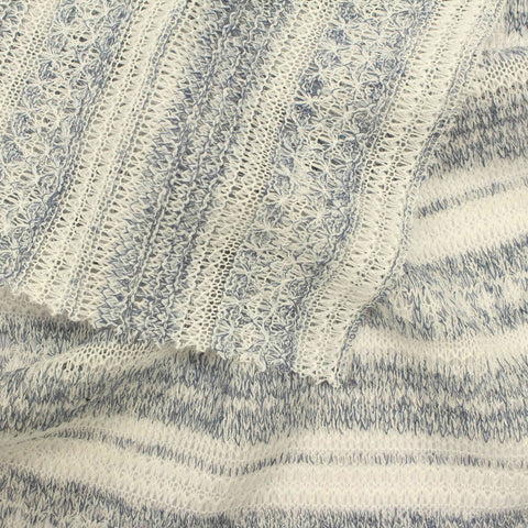 Cream Horizontal-Stripe Chunky Knit, Poly-Viscose, 152 gsm