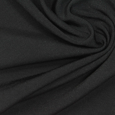 Polyester Stretch ITY Knit Fabric, 230 gsm — Black