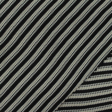 Black Horizontal-Stripe Chunky Knit, Polyester, 160 gsm
