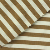 Brown Horizontal-Stripe Waffle Knit, Nylon-Spandex — photo 1