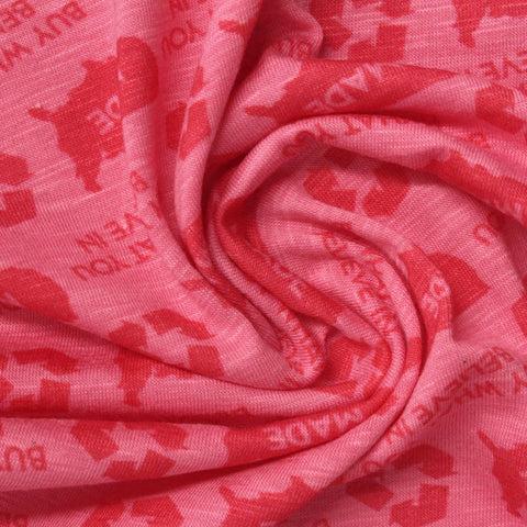 Printed Slub Modal Cotton Stretch Jersey Knit Fabric, 140 gsm, 190 cm — Pink