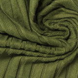 Slub Polyester Stretch Rib Knit Fabric, 195 gsm, 145 cm — Green — photo 1