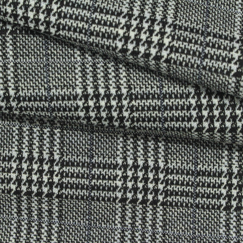 Black Plaid Jacquard, Poly-Viscose, 350 gsm