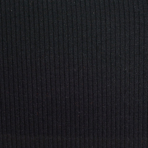 100% Polyester Rib Knit Fabric, 120 gsm, 150 cm — Black