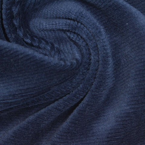 Cotton Polyester Stretch Velvet Fabric, 300 gsm, 130 cm — Navy